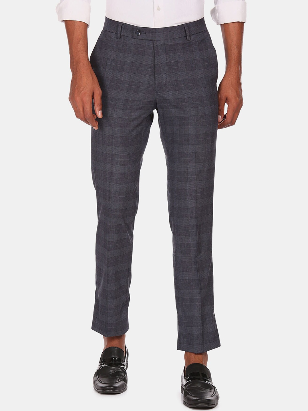 

Arrow Men Grey Checked Formal Trousers