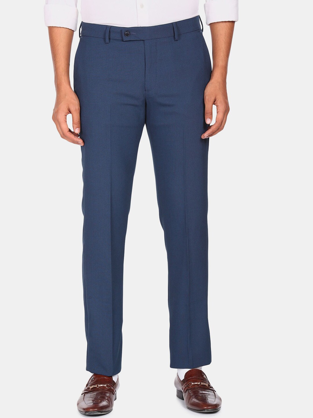 

Arrow Men Blue Solid Formal Trousers