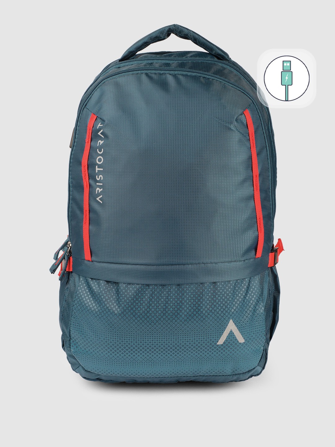 

Aristocrat Unisex Blue Self-Design Backpack with USB Charging Port