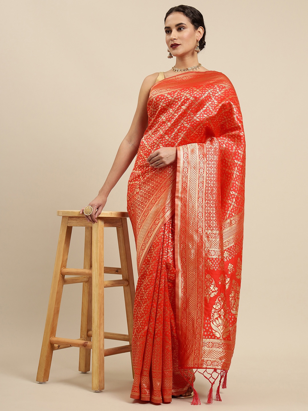 

Mitera Red & Golden Woven Design Banarasi Saree