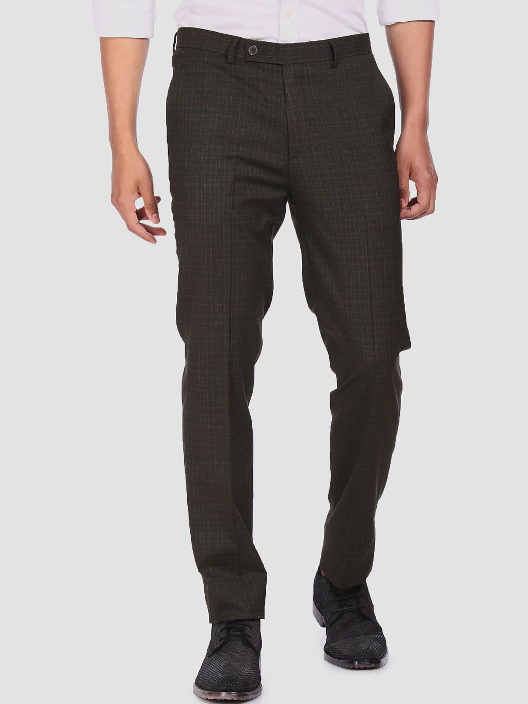 

Arrow New York Men Brown Striped Trousers