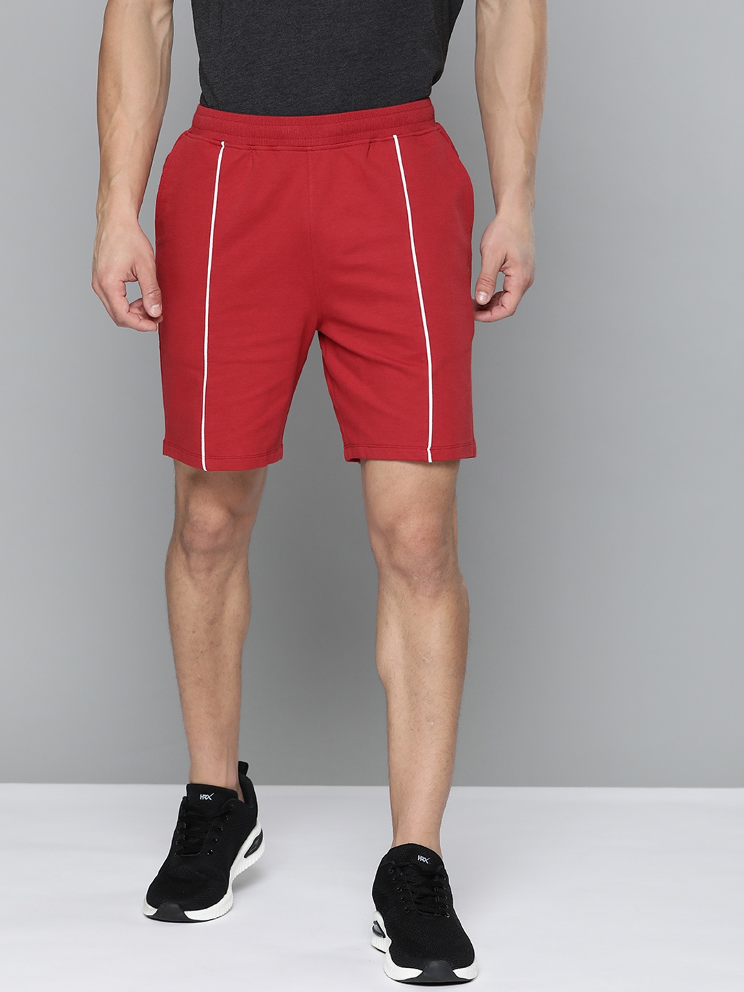 

HRX By Hrithik Roshan Lifestyle Men Barbadoss Cherry Bio-Wash Brand Carrier Shorts, Red