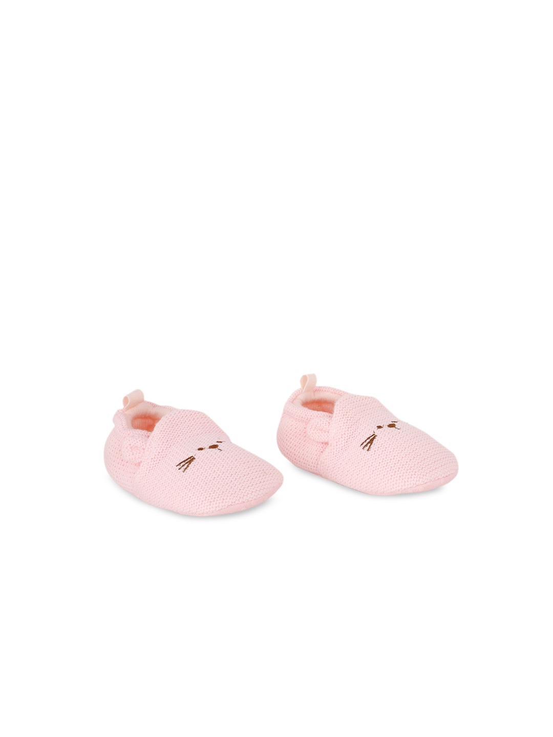 

Baby Moo Infants Pink Solid Knitted Booties