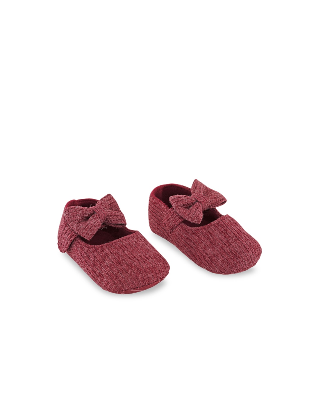 

Baby Moo Infant Maroon Solid Bow Booties