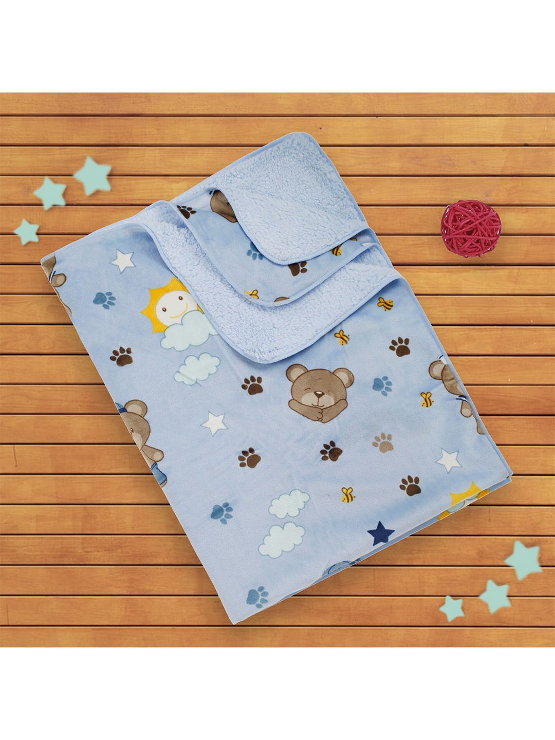 

Baby Moo Blue & Yellow Cartoon Characters Heavy Winter 210 GSM Single Bed Blanket