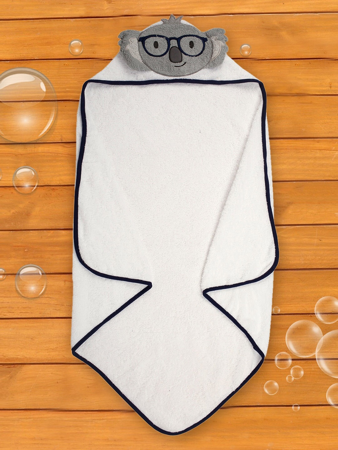 

Baby Moo Kids White Solid Cotton 210 GSM Hooded Bath Towel