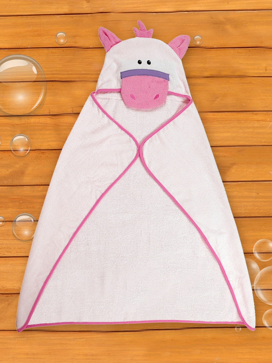 

Baby Moo Infants Pink Solid 210 GSM Cotton Hooded Bath Towel