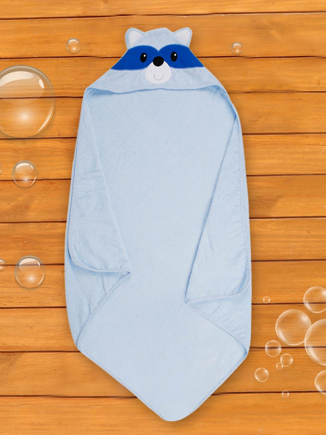 

Baby Moo Infants Blue Printed 210 GSM Cotton Hooded Bath Towel