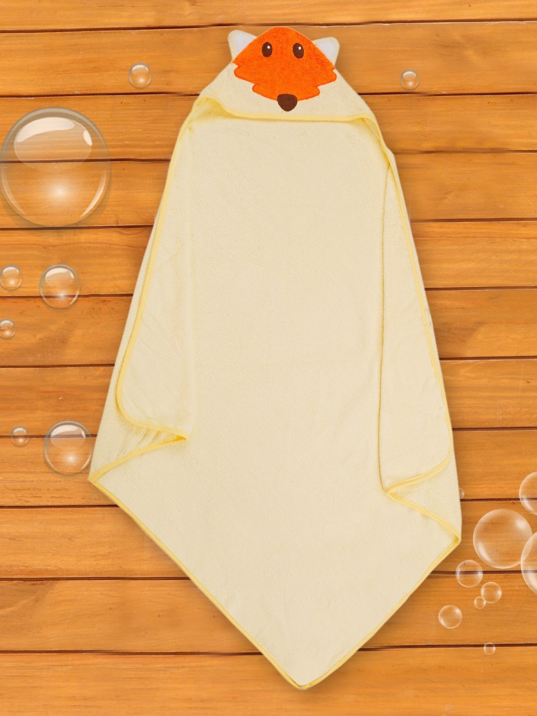 

Baby Moo Infants Yellow & Orange Solid 210 GSM Cotton Hooded Bath Towel