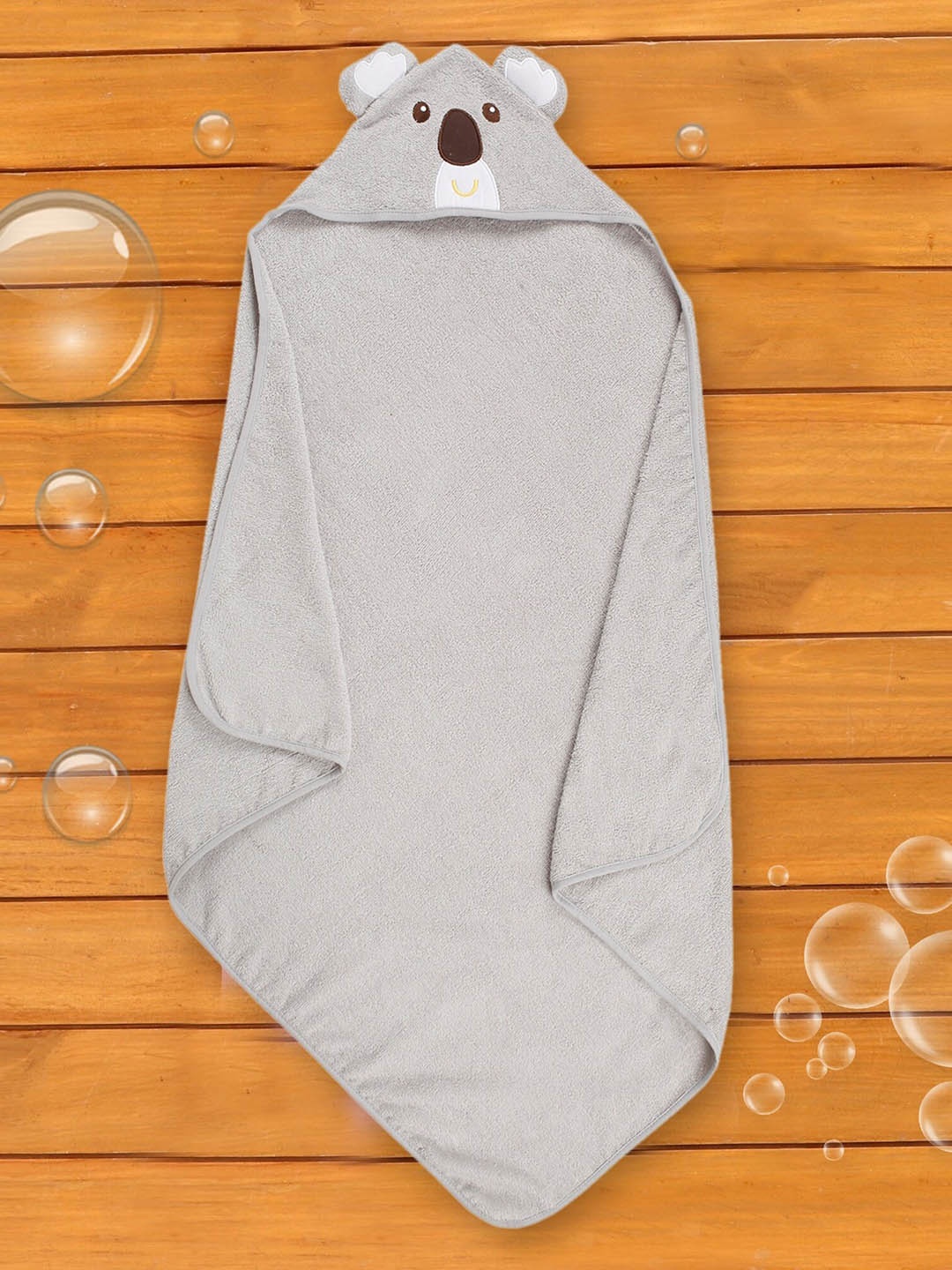 

Baby Moo Infants Grey Solid 210 GSM Cotton Hooded Bath Towel