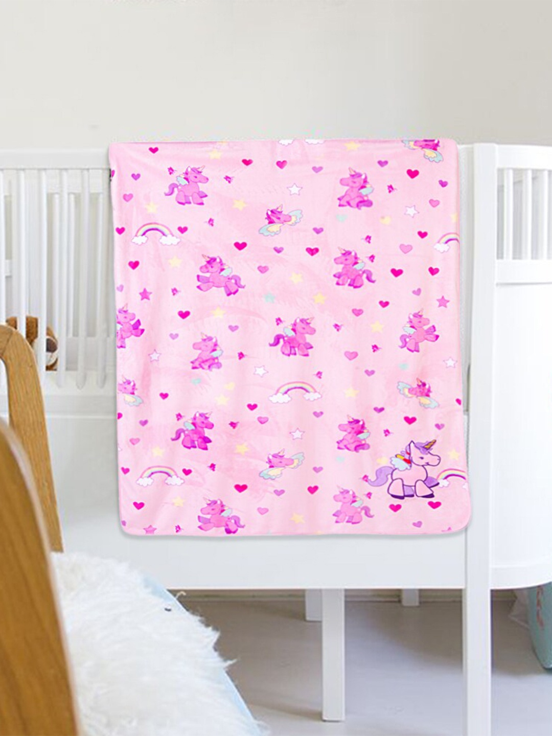

Baby Moo Pink & Purple Cartoon Characters Heavy Winter 210 GSM Single Bed Blanket