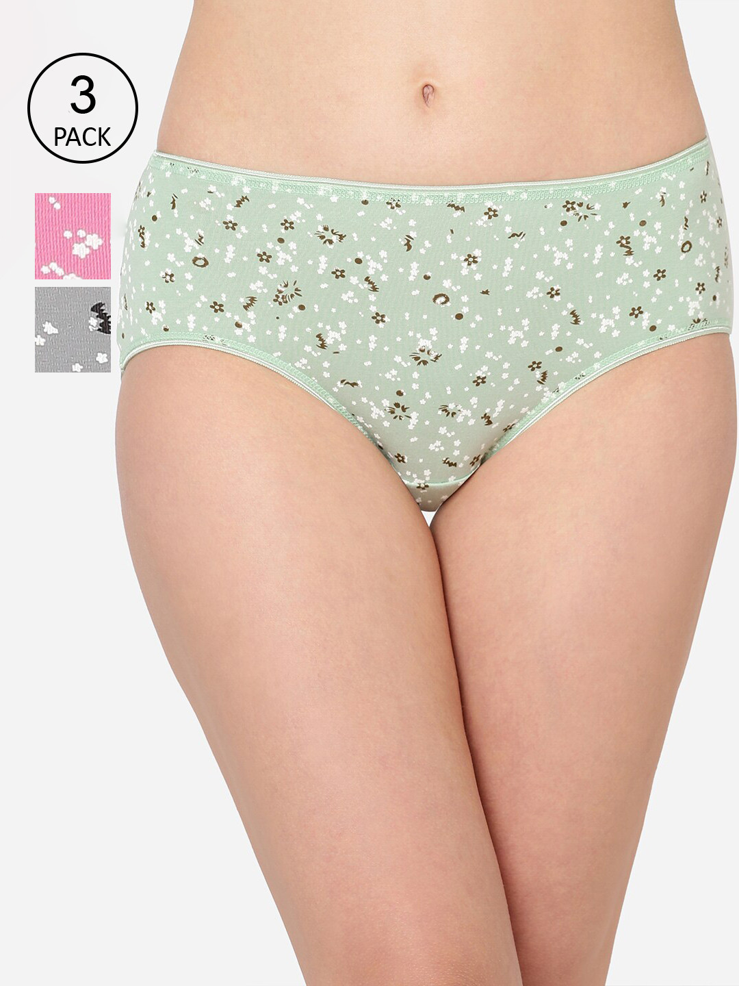 

Juliet Pack of 3 Women Printed Hipster Briefs - 060002000016329, Green