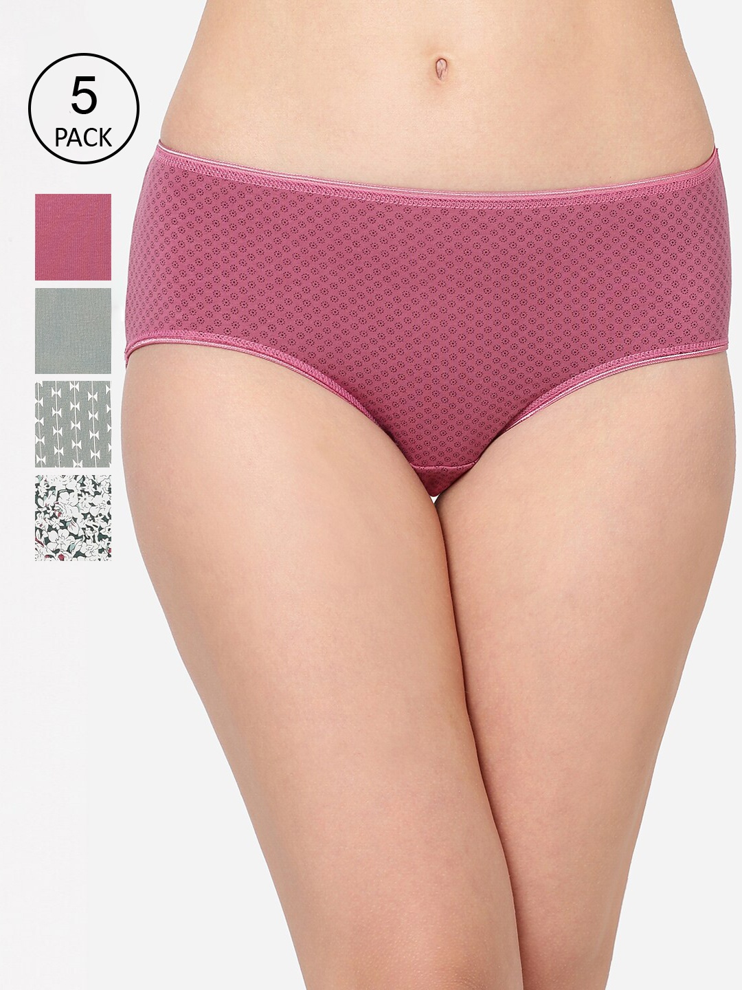 

Juliet Pack of 5 Women Hipster Cotton Panties 060001600016141, Pink