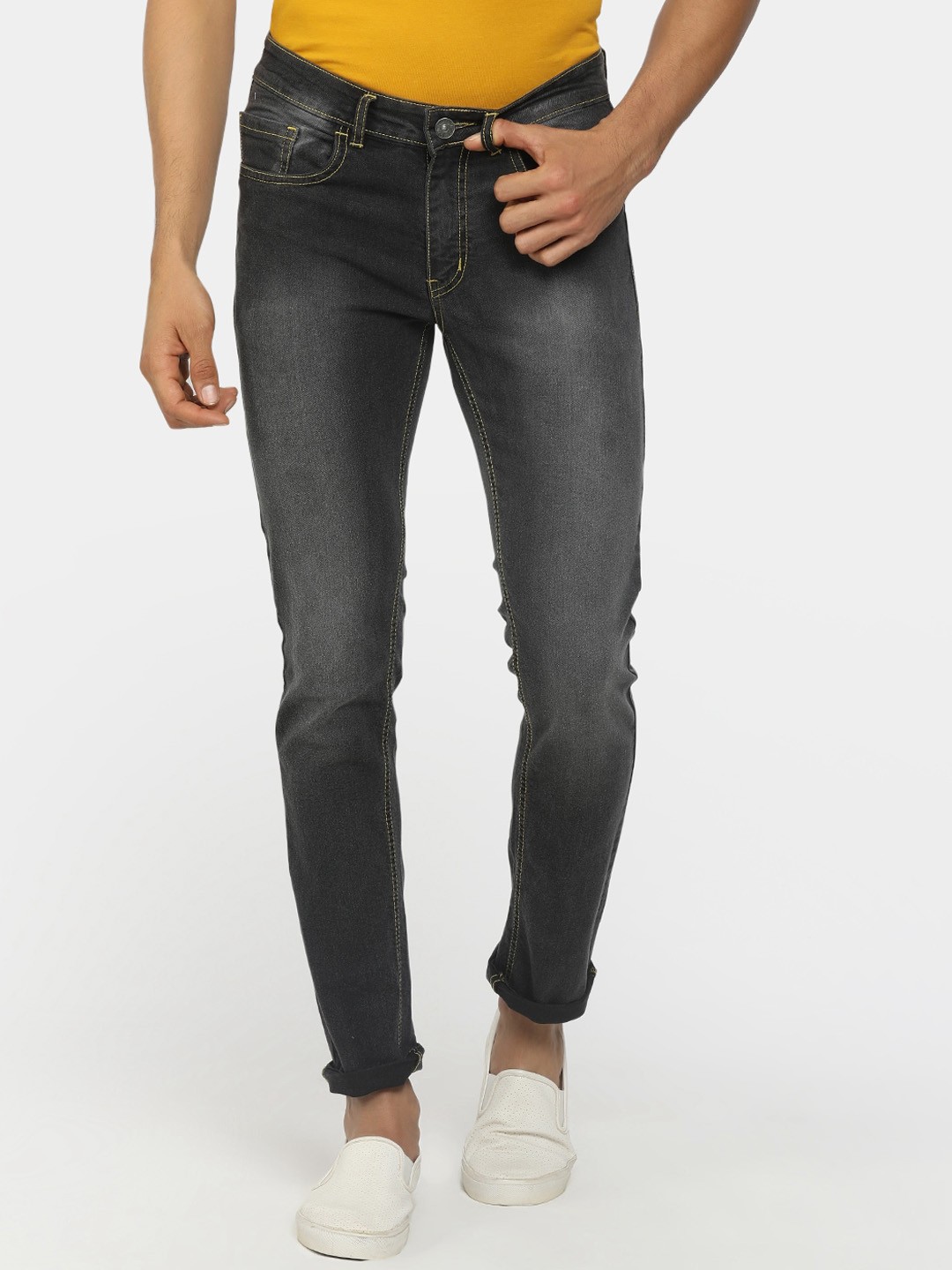 

V-Mart Men Black Slim Fit Heavy Fade Stretchable Jeans