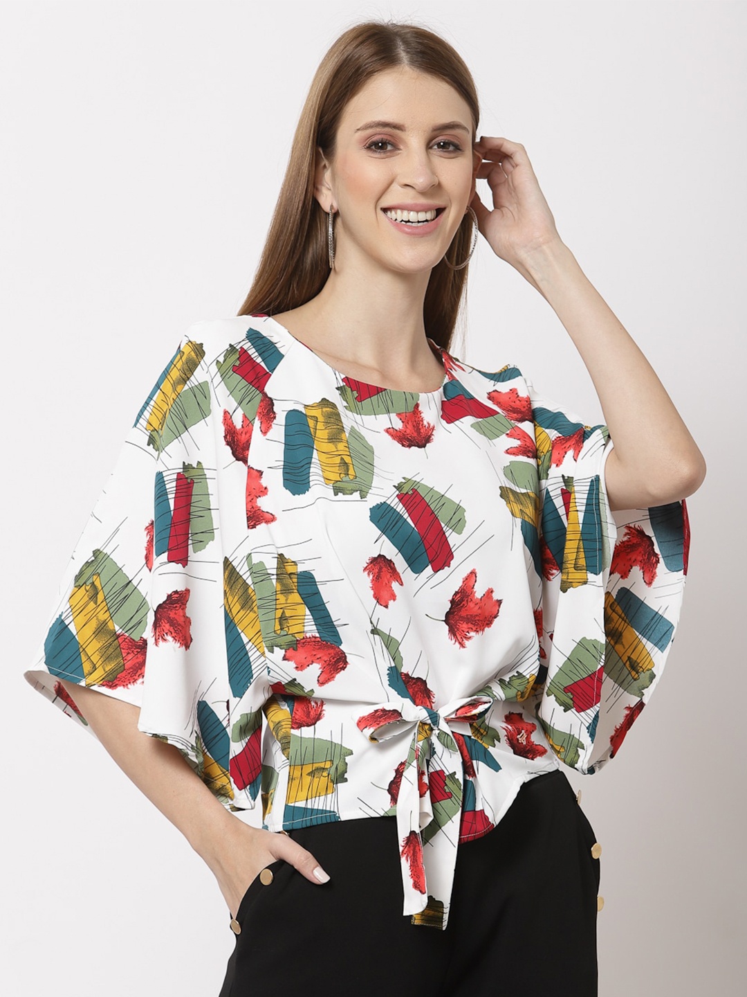 

Juelle Women White Print Kaftan Top