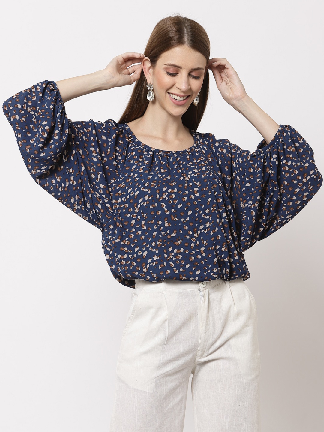 

Juelle Women Navy Blue Floral Printed Top
