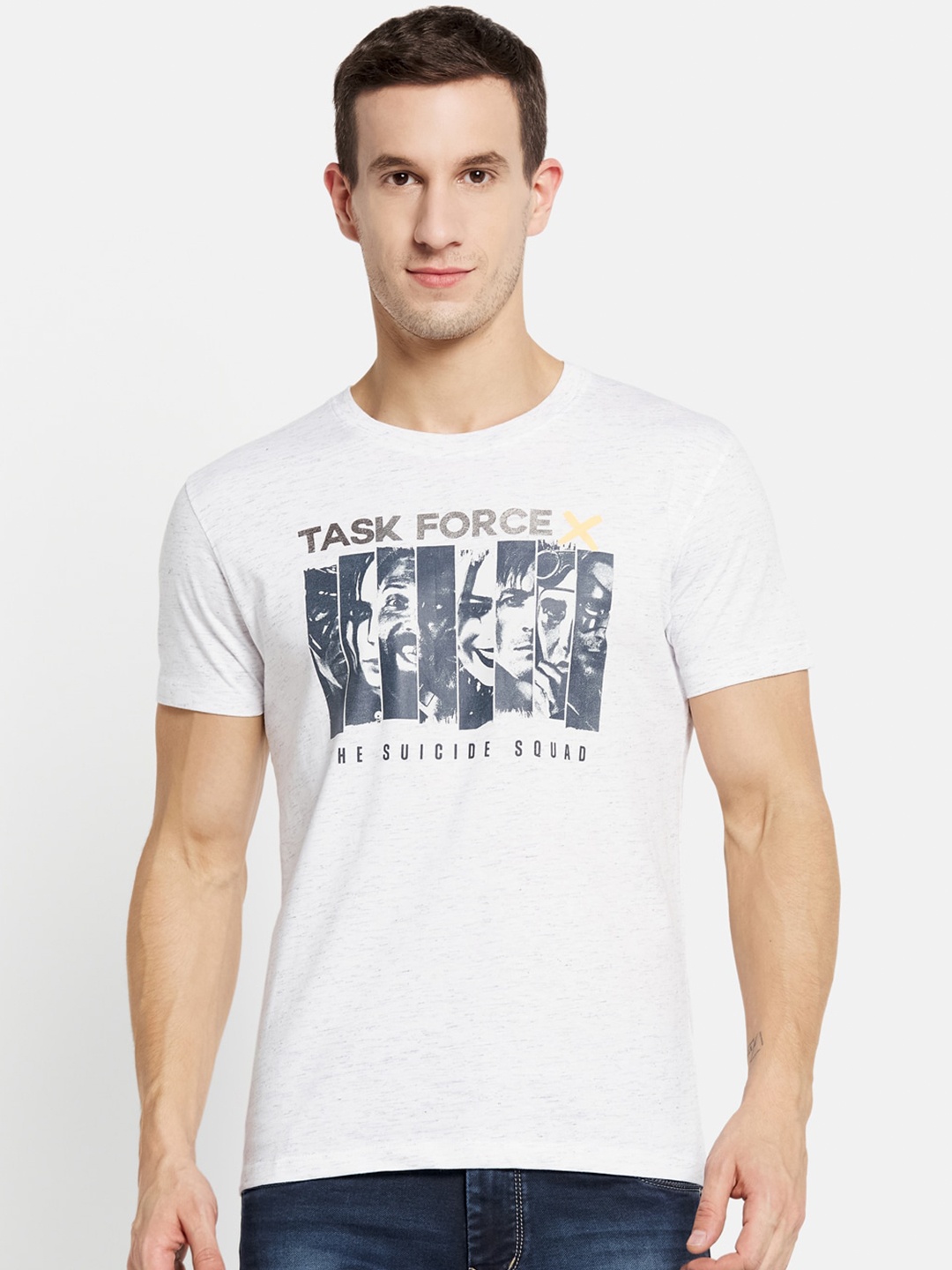 

Octave Men White & Blue Suicide Squad Printed Cotton T-shirt