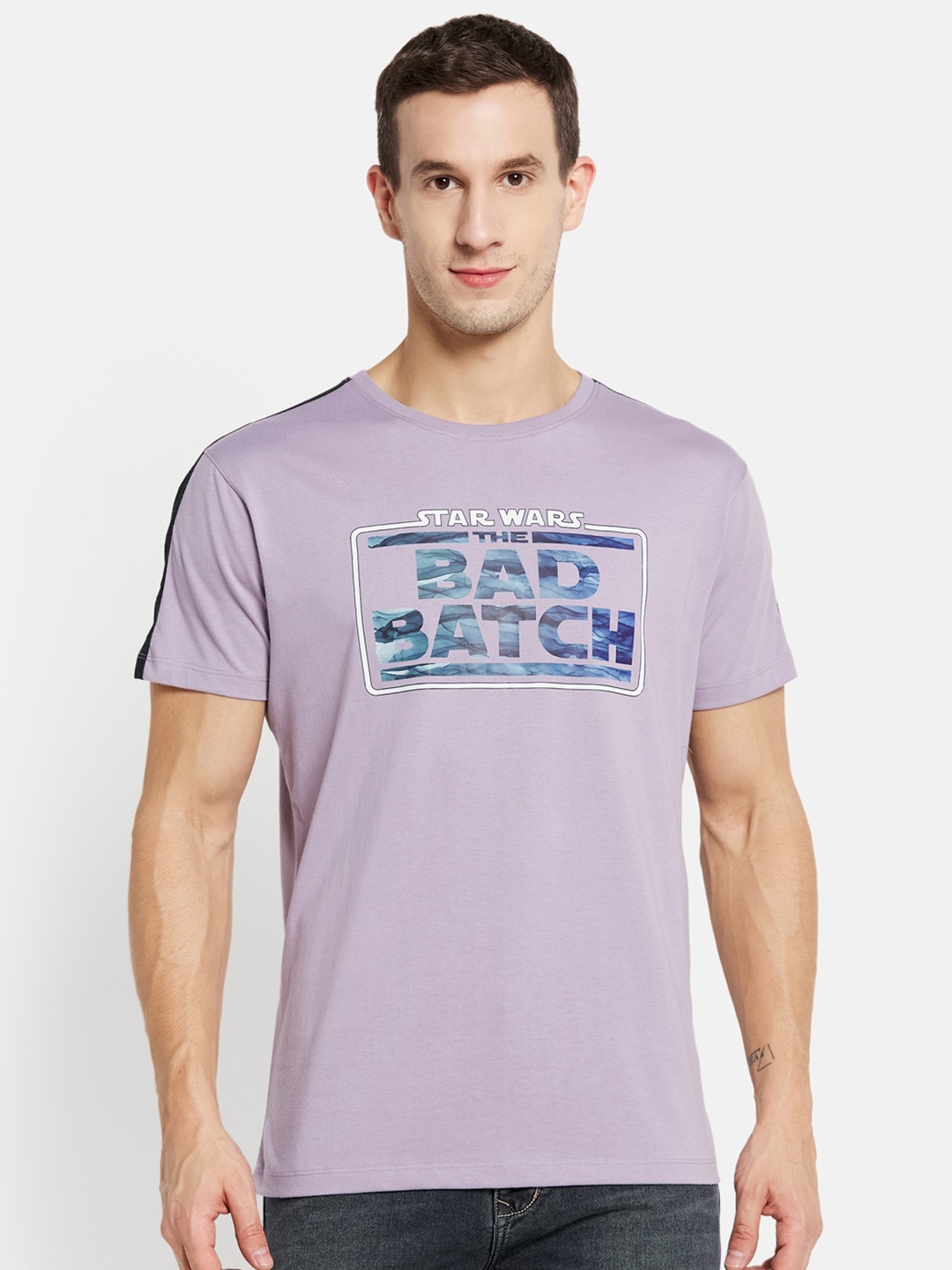 

Octave Men Lavender Typography Printed Cotton T-shirt