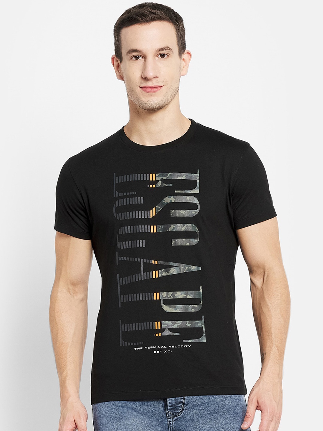 

Octave Men Black Typography Printed Cotton T-shirt