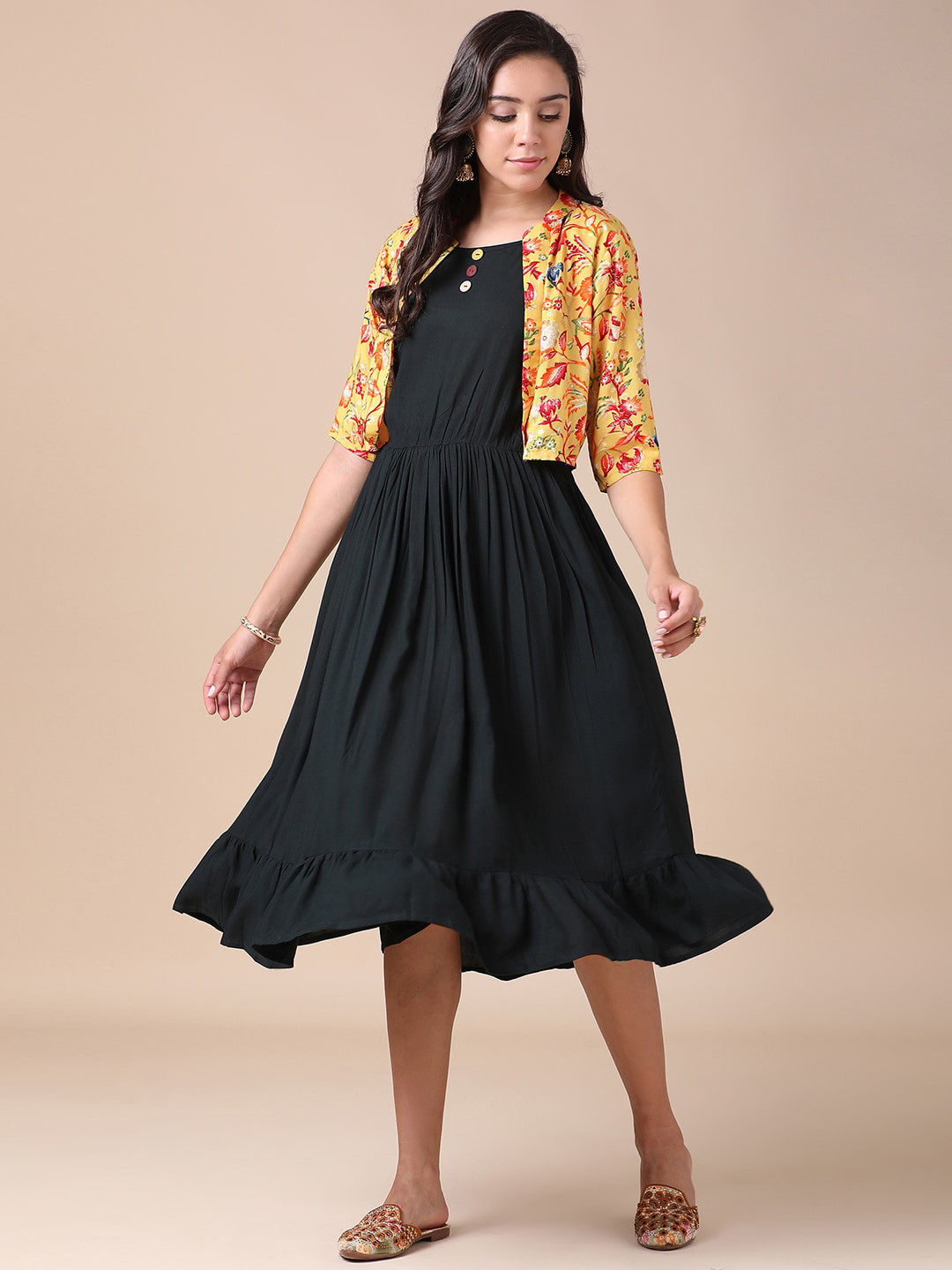 

J Turritopsis Women Olive Green Solid Midi Dress
