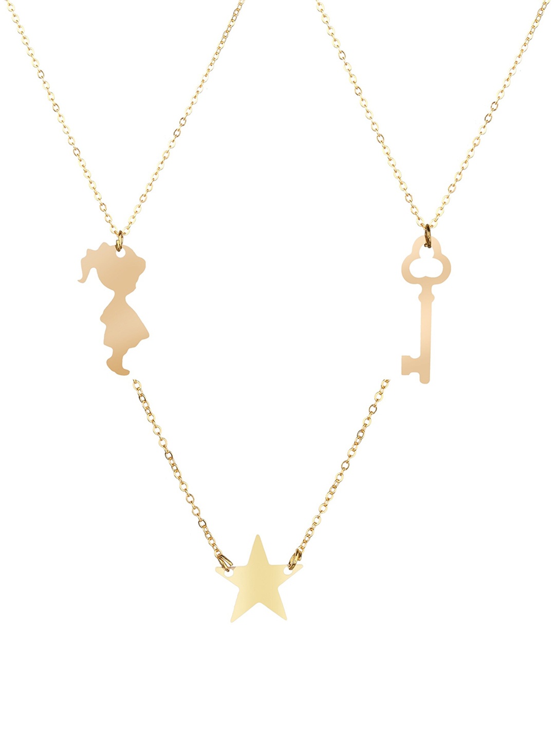 

Goldnera Gold-Toned Set of 3 Brass-Plated Pendant With Chains