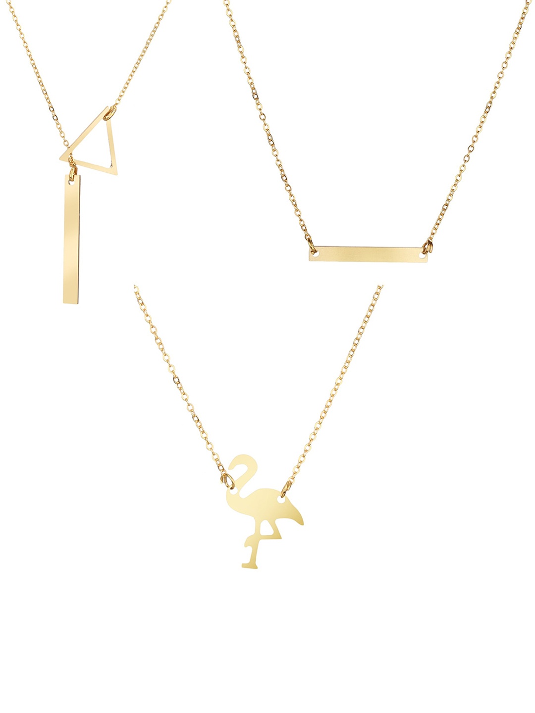 

Goldnera Set of 3 Gold-Toned Brass-Plated Pendant With Chain