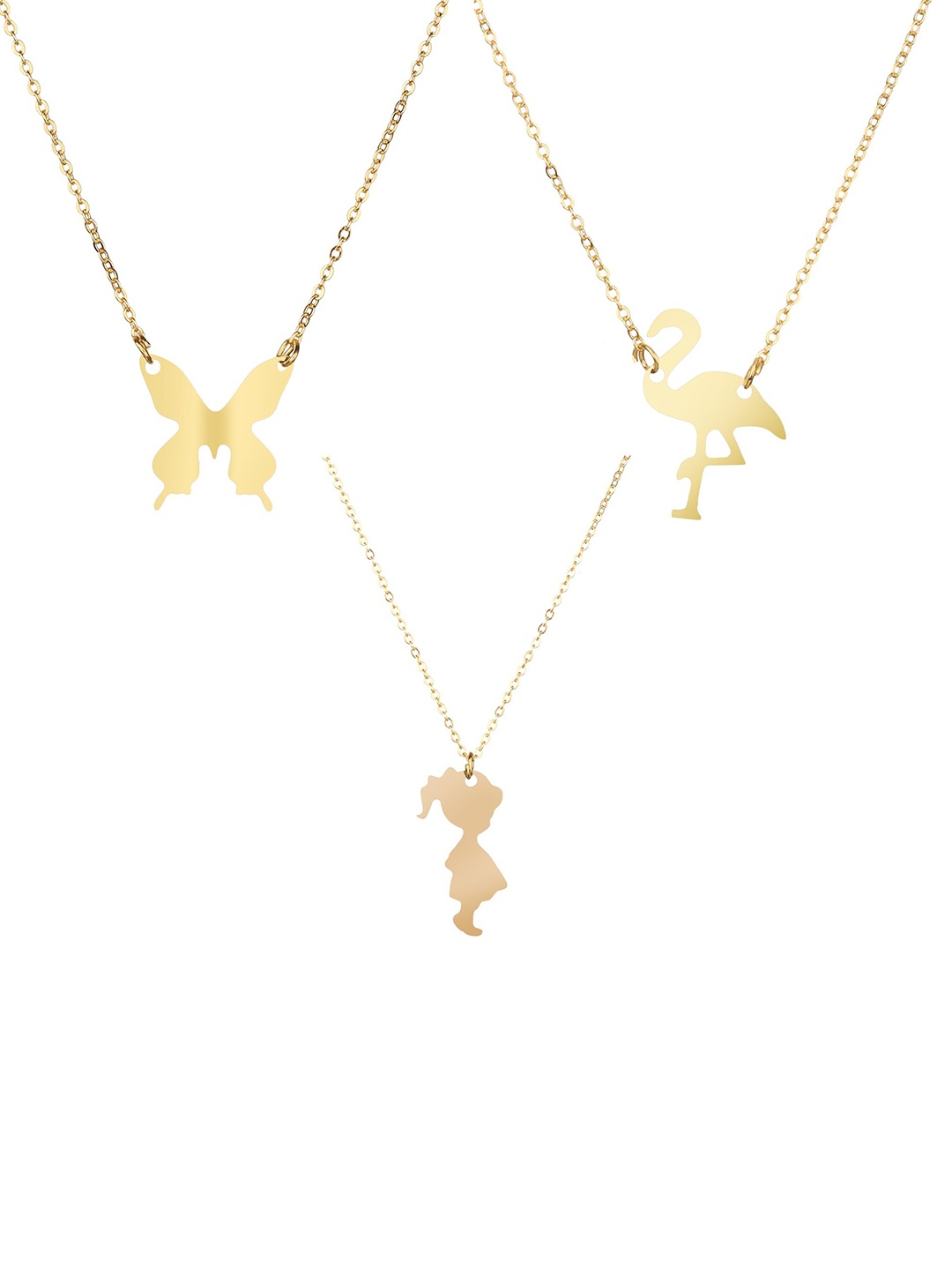 

Goldnera Women Gold-Toned Set of 3 Pendants With Chain