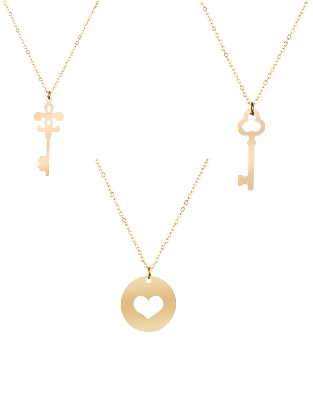 

Goldnera Women Set of 3 Gold Plated Key & Heart Necklace