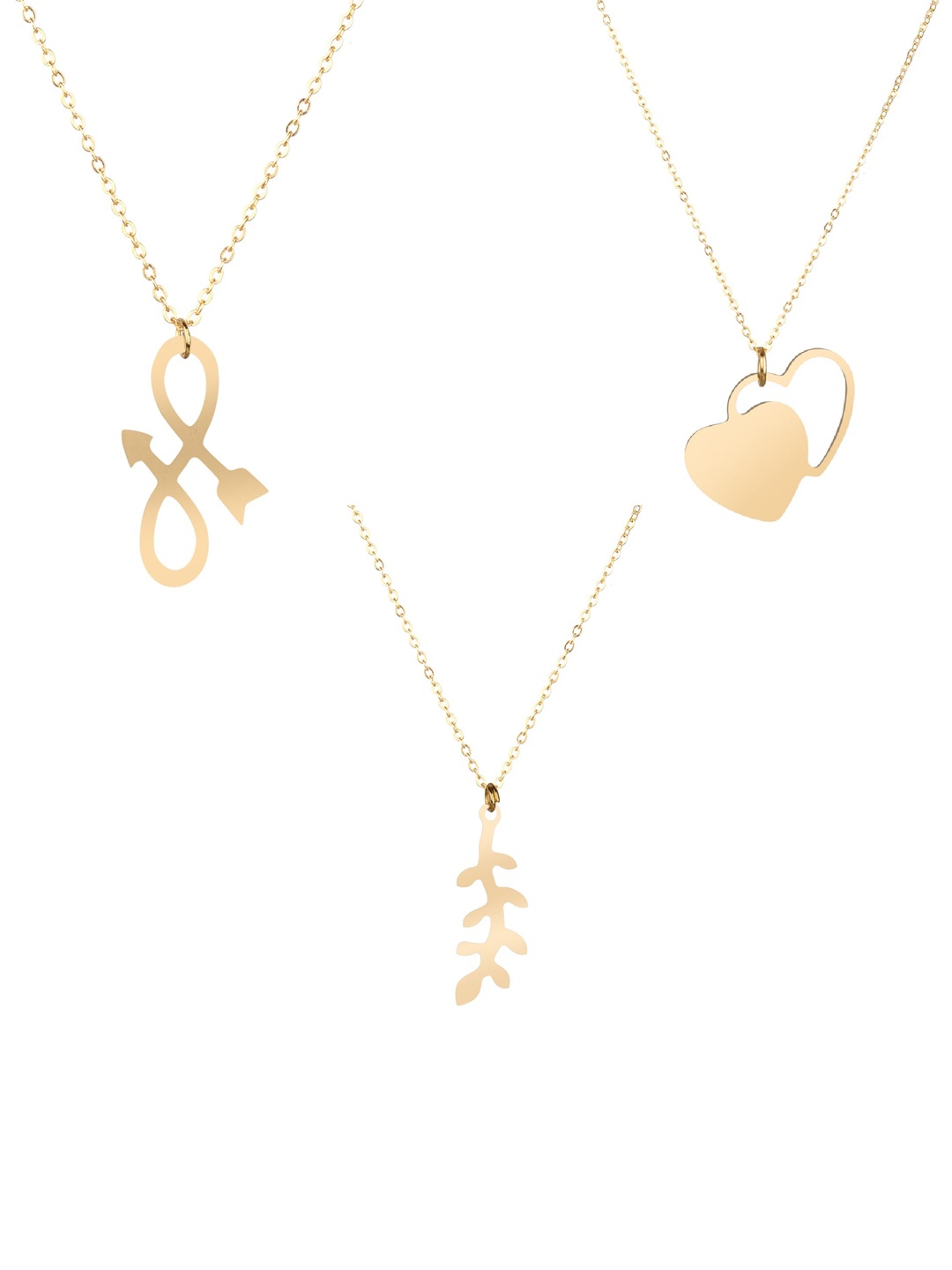 

Goldnera Gold-Toned Set of 3 Brass-Plated Pendant With Chains
