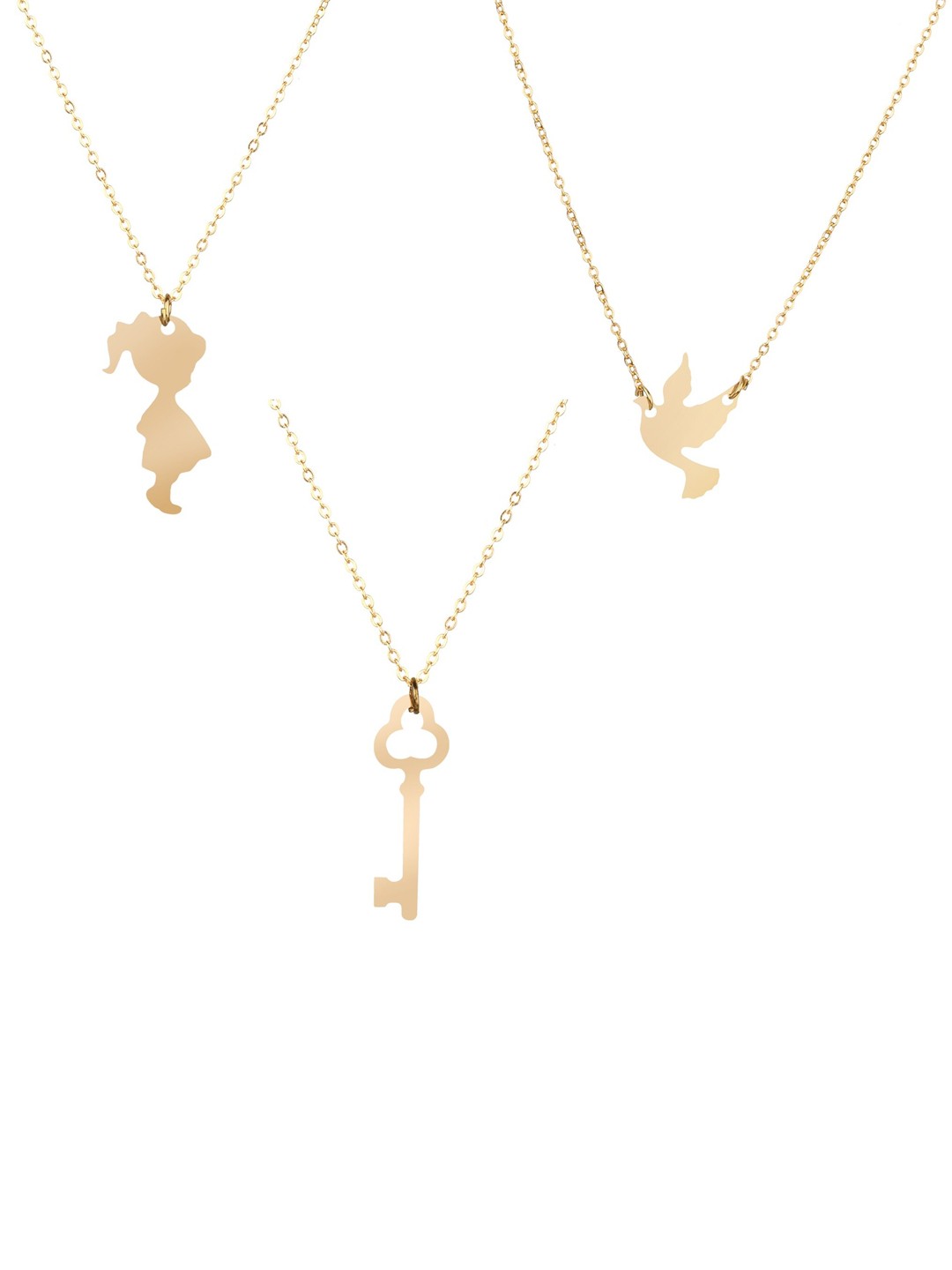 

Goldnera Set of 3 Gold-Toned Brass-Plated Pendant With Chain