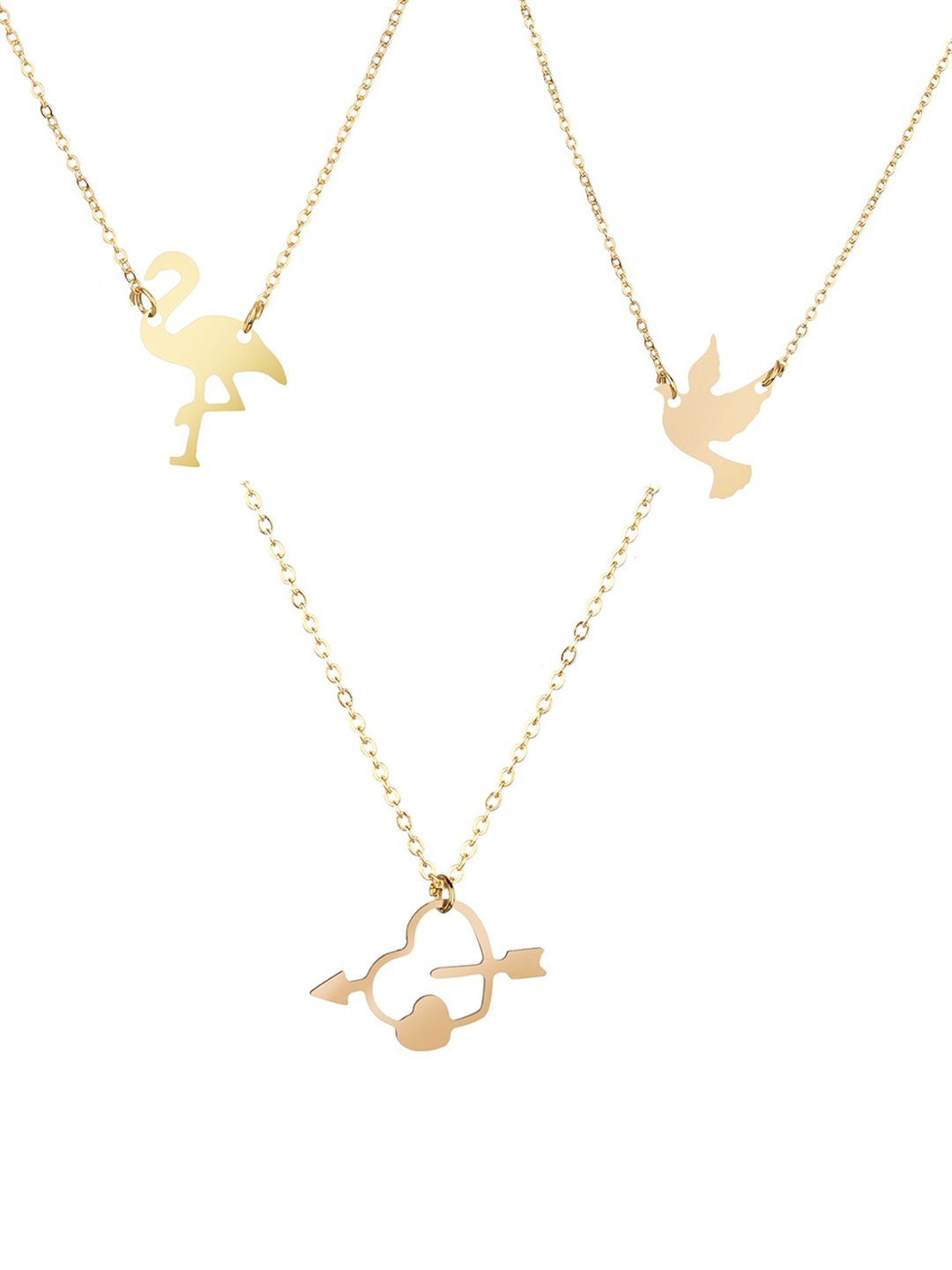 

Goldnera Women Gold-Toned Set of 3 Pendants With Chain