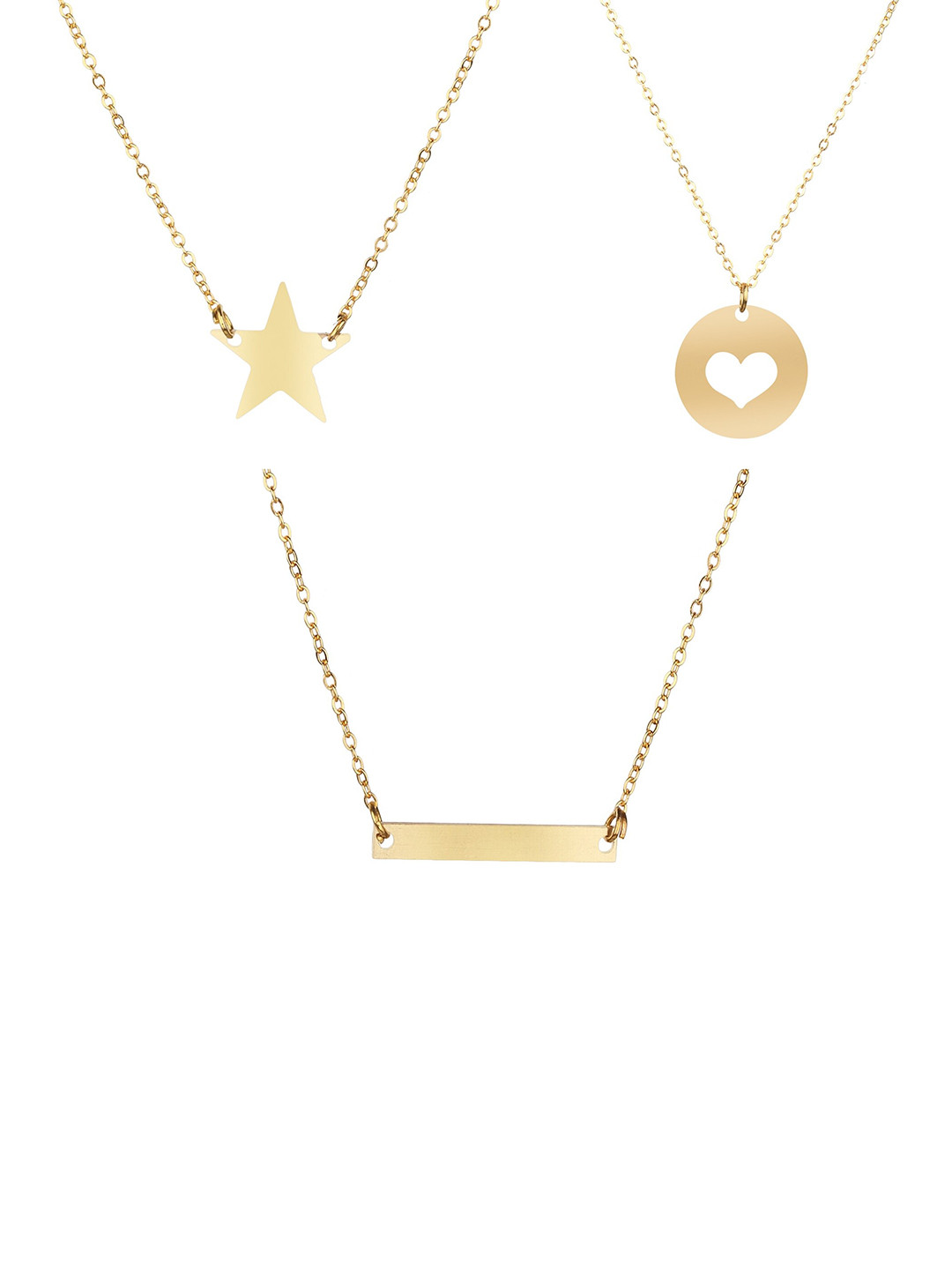 

Goldnera Gold-Toned Set of 3 Brass-Plated Pendant With Chains