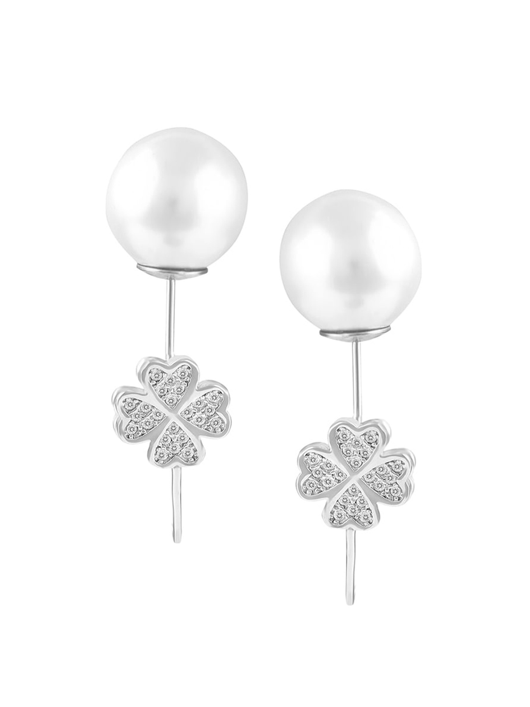 

ZILVER White Floral Solitaire Pendant Drop Earrings