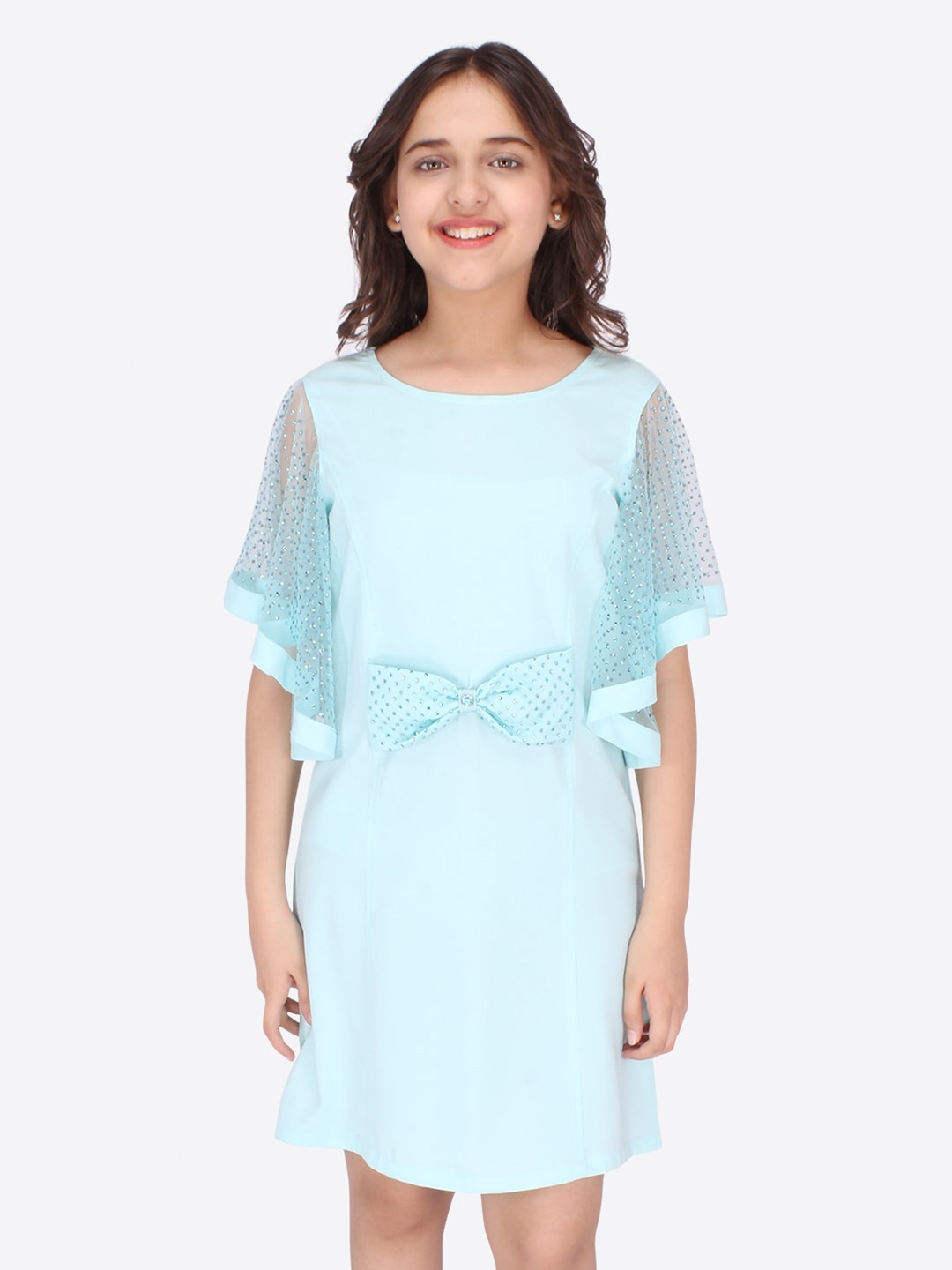 

CUTECUMBER Blue Georgette A-Line Dress