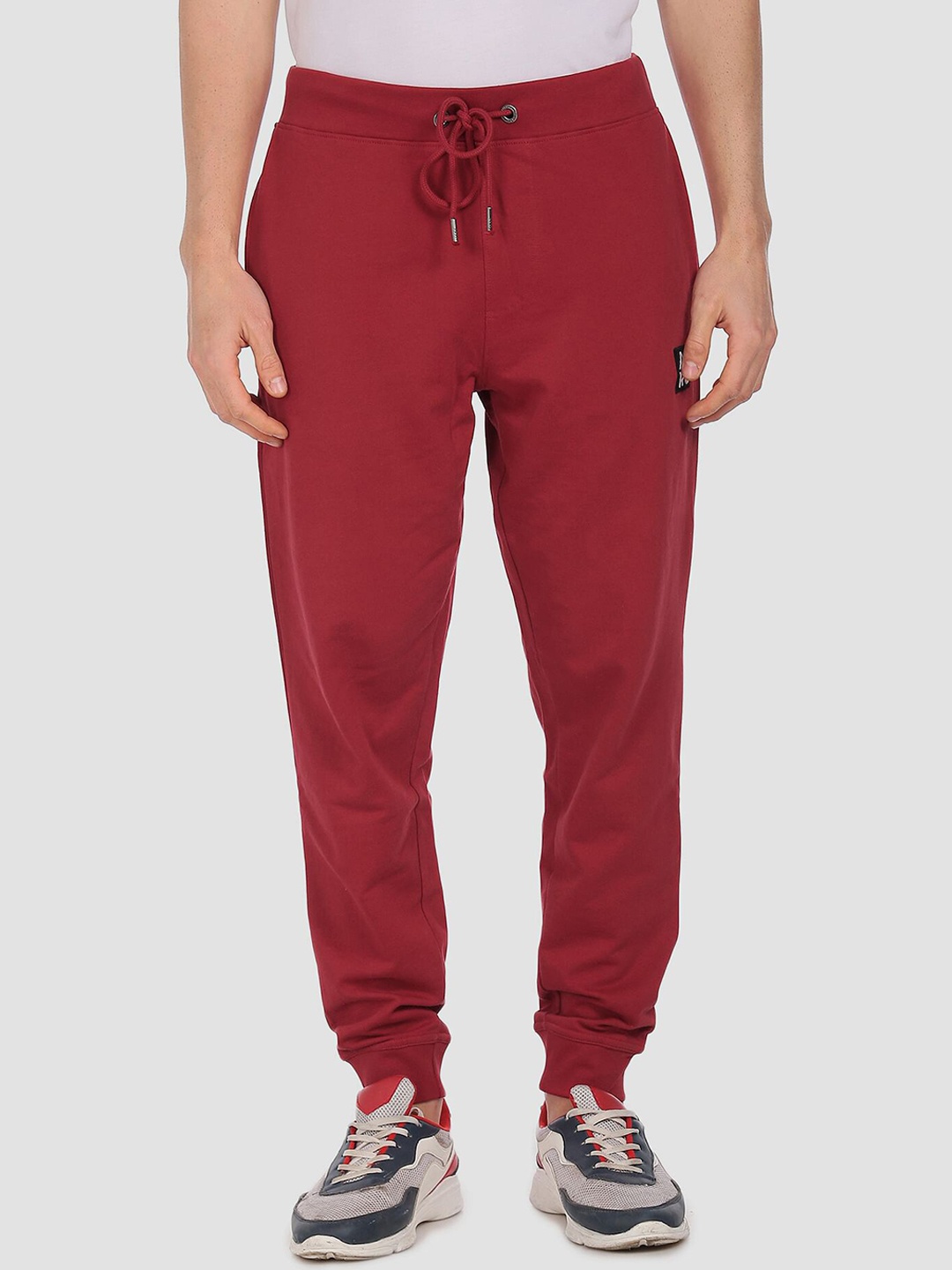 

Aeropostale Men Red Solid Pure Cotton Joggers