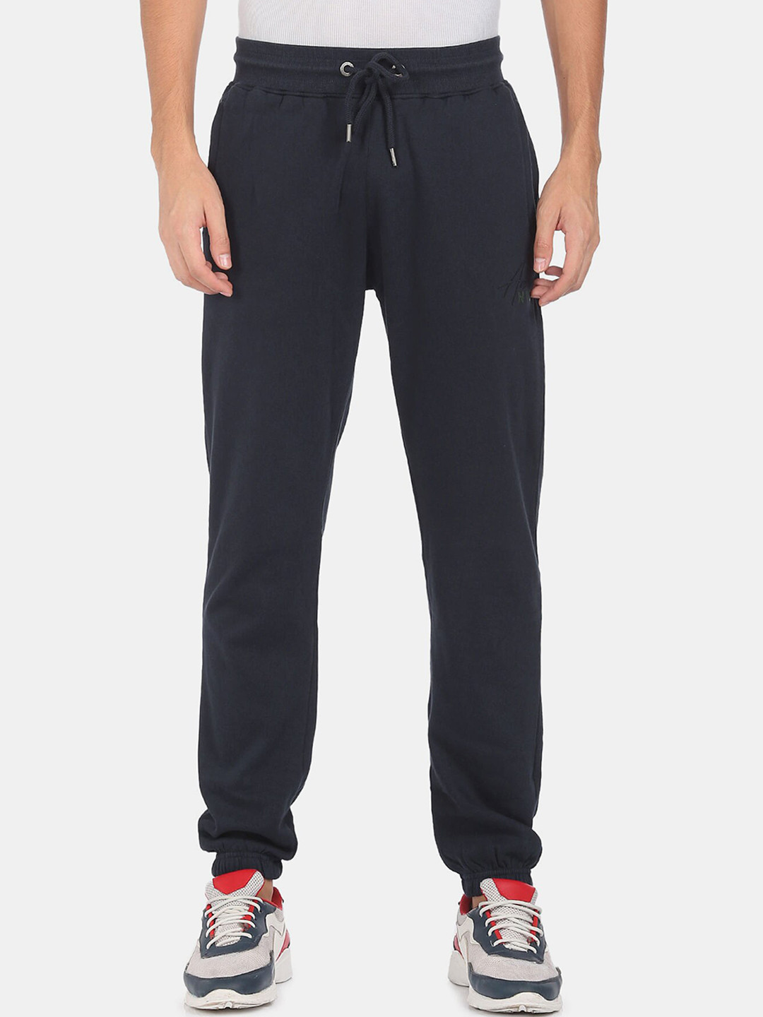 

Aeropostale Men Blue Solid Straight-Fit Pure Cotton Joggers 100% Cotton