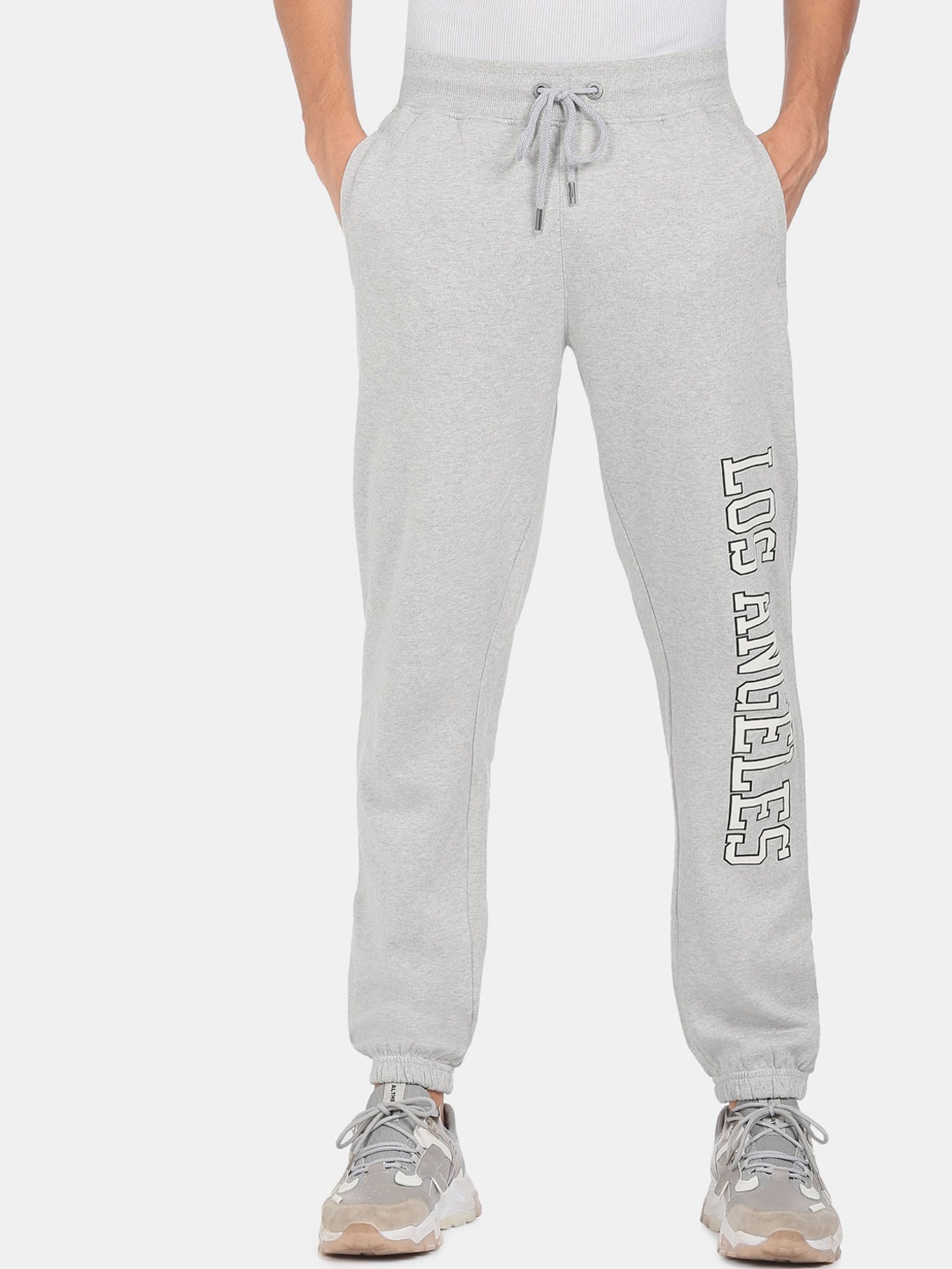 

Aeropostale Men Grey Solid Pure Cotton Straight-Fit Joggers