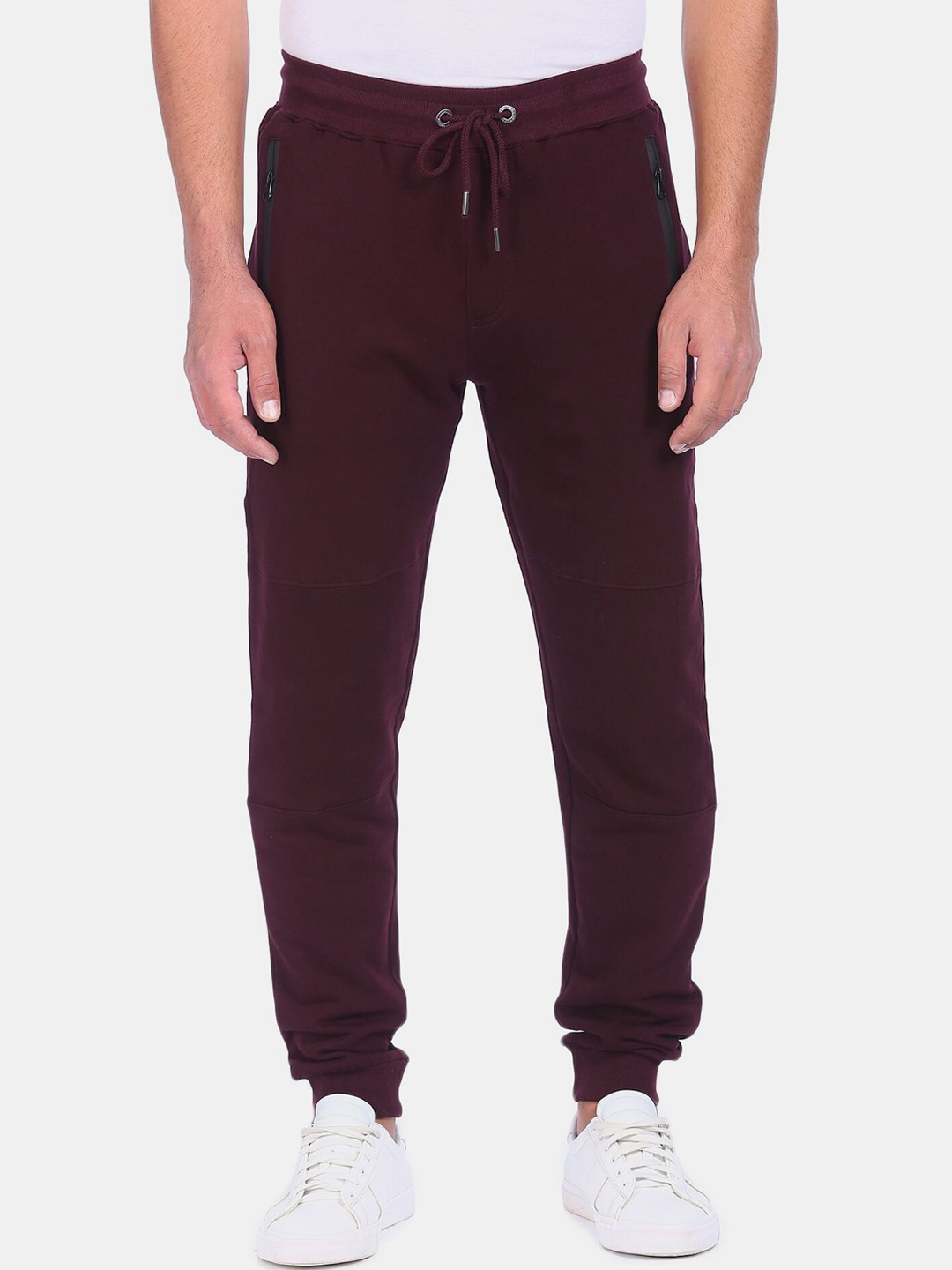 

Aeropostale Men Burgundy Solid Straight Fit Pure Cotton Joggers