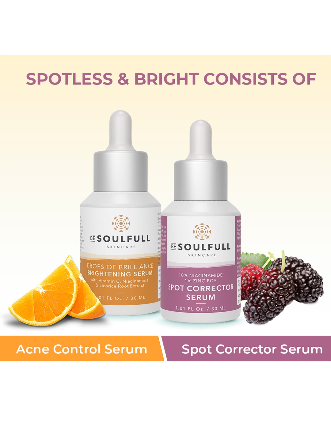 

BE SOULFULL Set of Spot Corrector & Brightening Serum - 30 ml Each, White