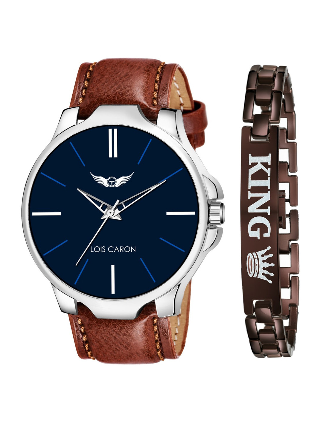 

LOIS CARON Men Blue Solid Dial & Brown Leather Straps Analogue Watch