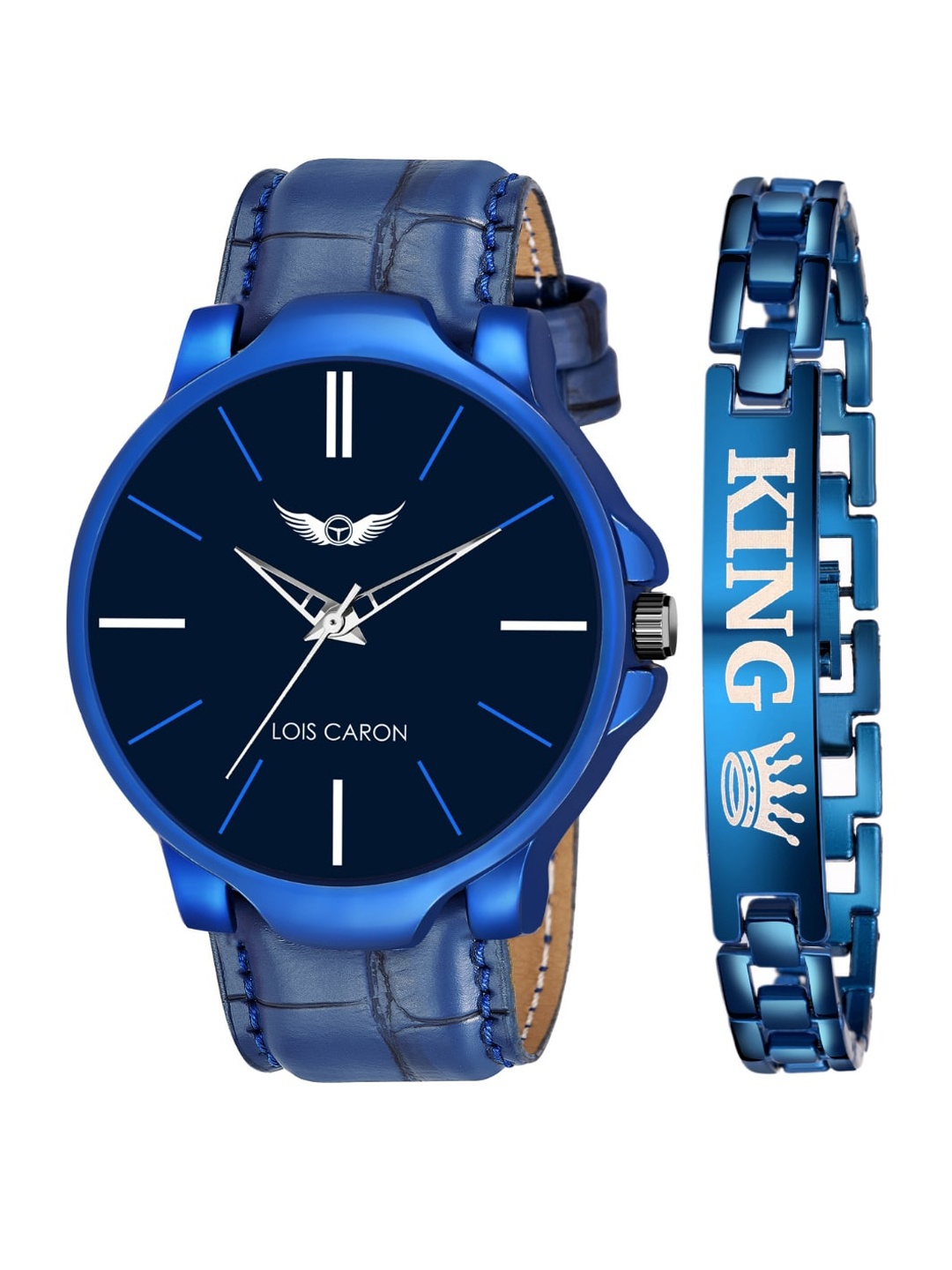 

LOIS CARON Men Blue Dial & Leather Bracelet Style Straps Analogue Wrist Watch MLC-7510