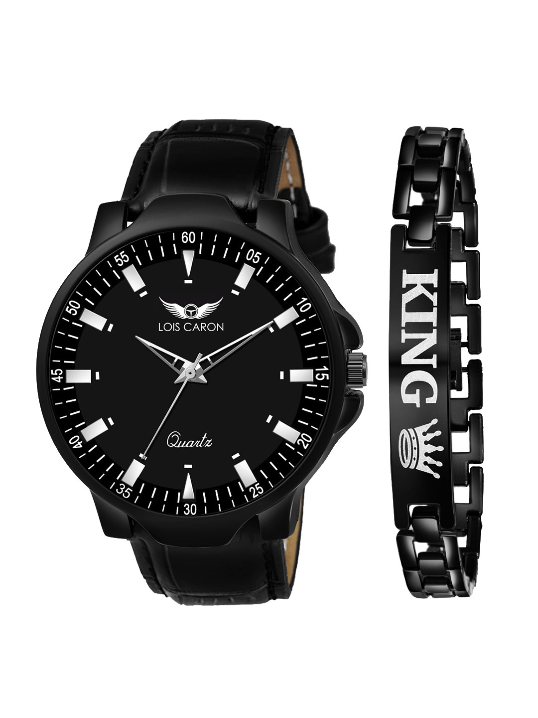 

LOIS CARON Men Black Dial & Black Leather Straps Analogue Watch MLC-7503