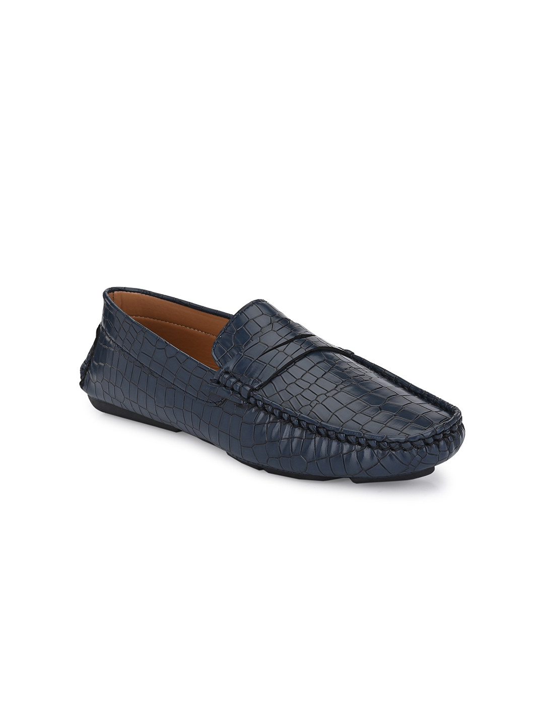 

Big Fox Men Blue Textured Loafers