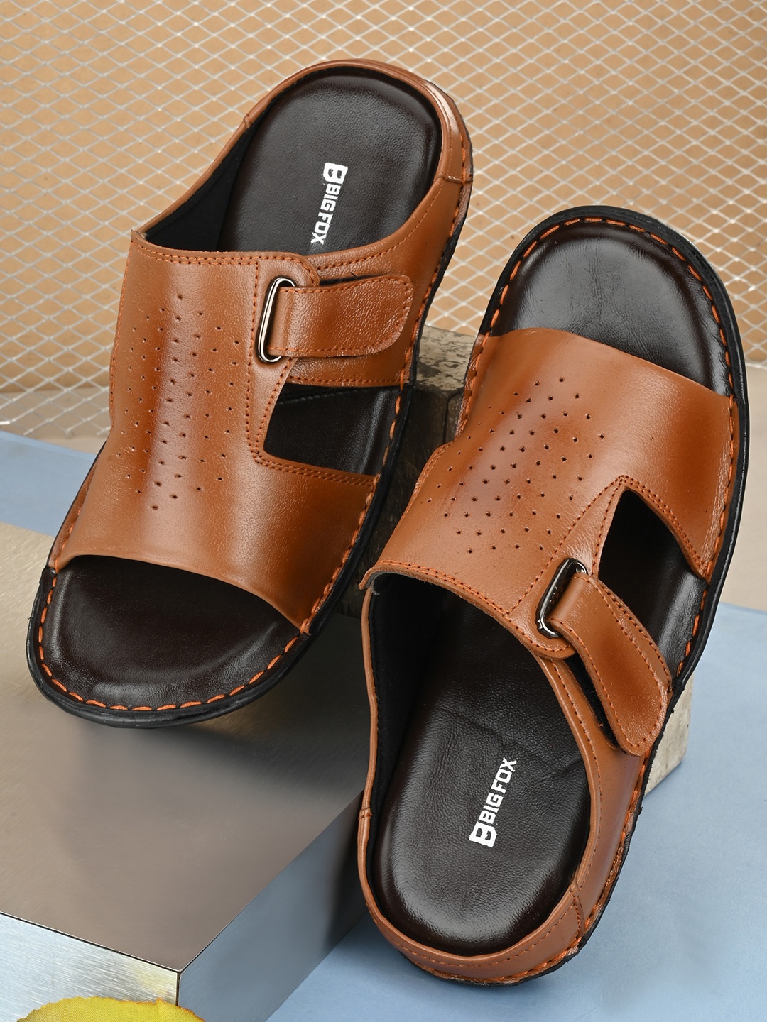 

Big Fox Men Tan Leather Comfort Sandals