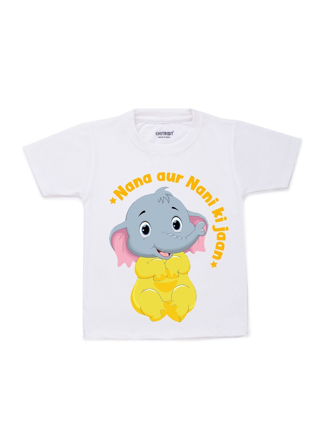 

KNITROOT Kids White Printed Cotton T-shirt