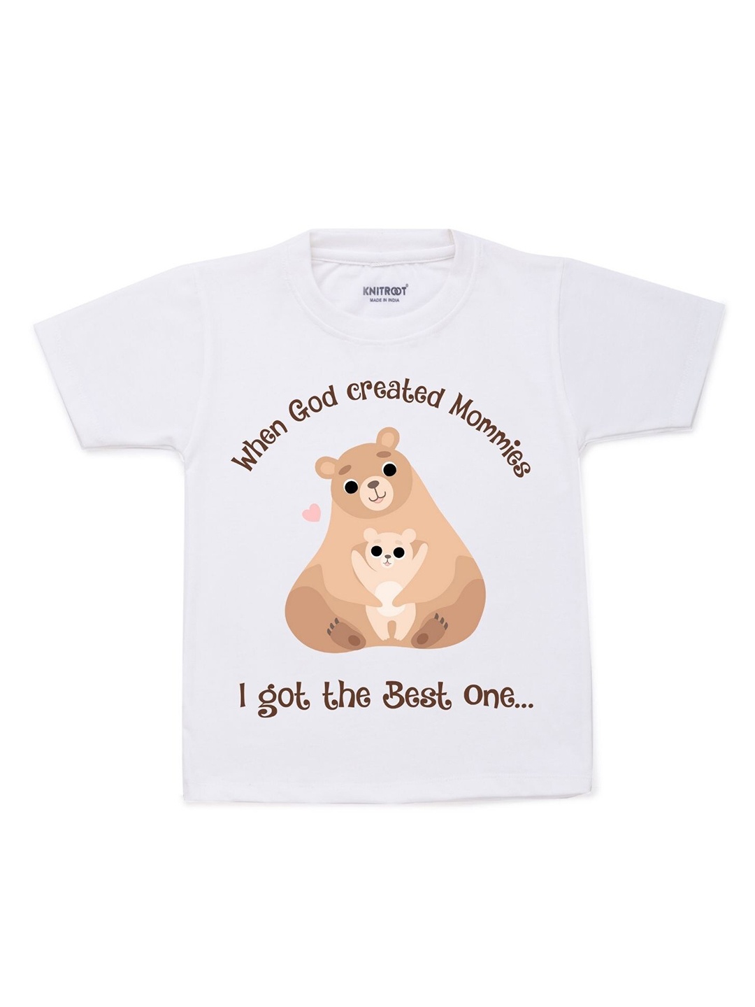 

KNITROOT Kids White Printed Cotton T-shirt