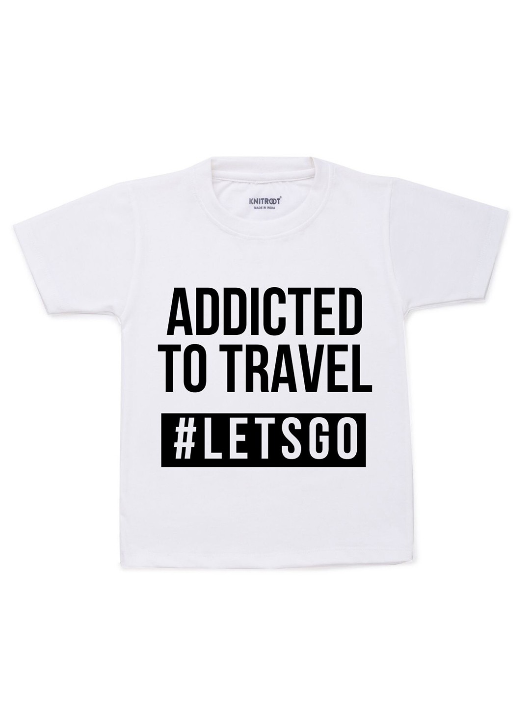 

KNITROOT Kids White & Black Typography Printed Cotton T-shirt