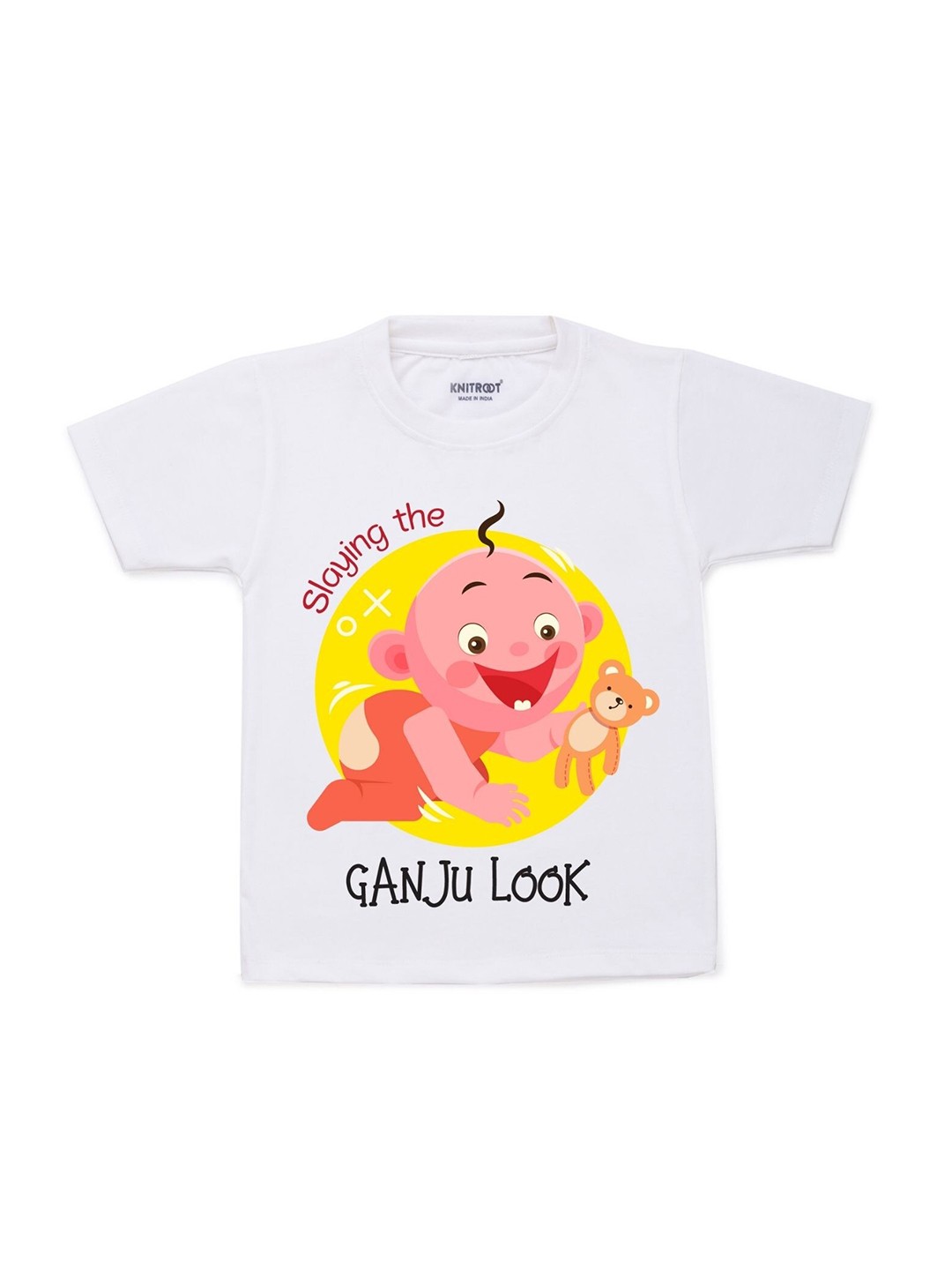 

KNITROOT Kids White Printed Cotton T-shirt