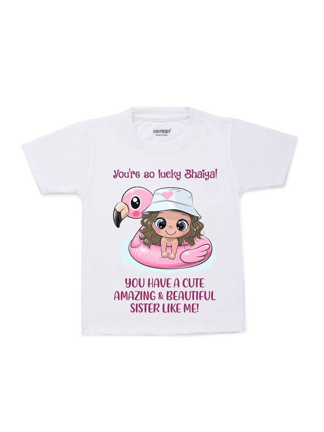

KNITROOT Kids White Printed Cotton T-shirt