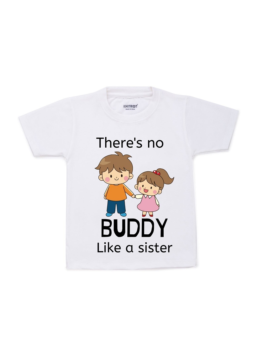 

KNITROOT Kids White Printed Cotton T-shirt